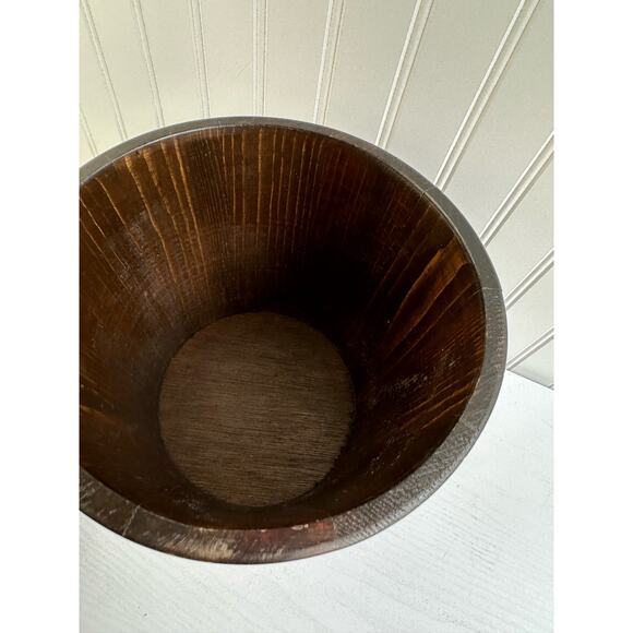 Vintage Wooden Ice Bucket Cooler With lid Brown Barware 9" - Picture 3 of 8